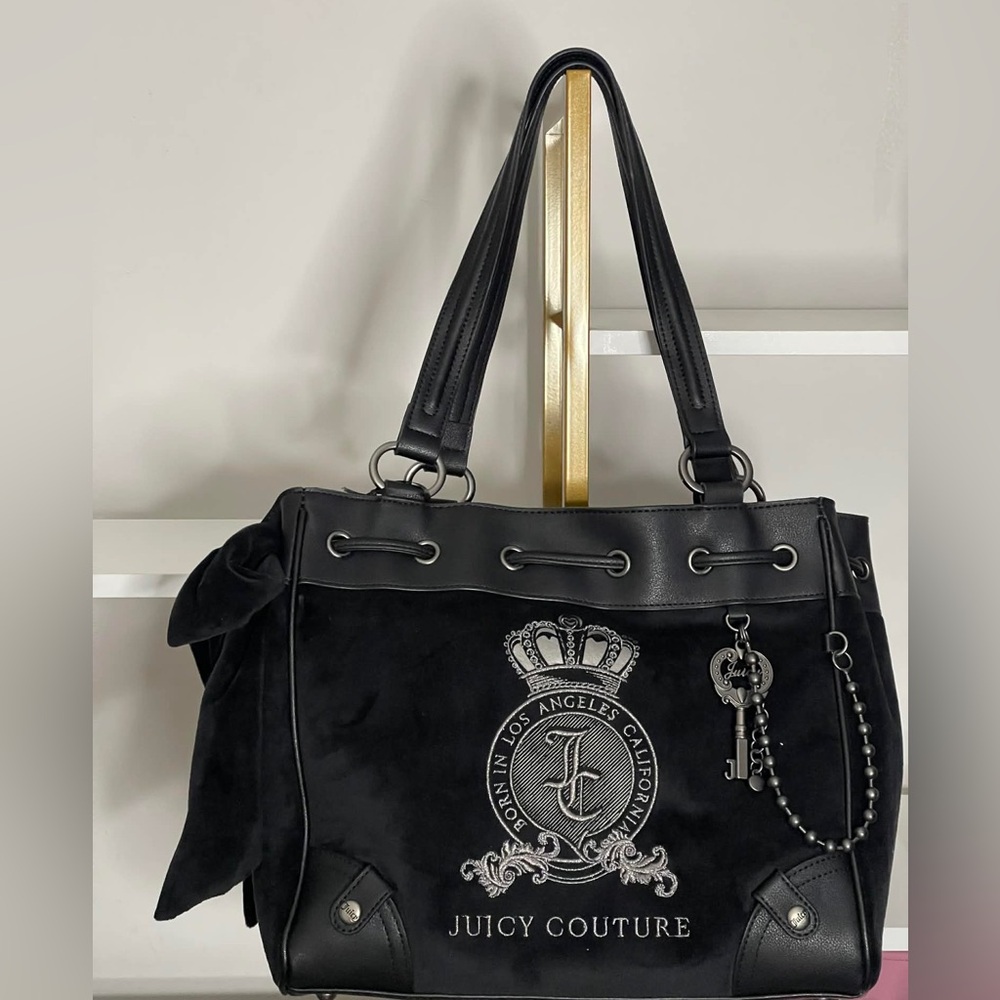 Juicy Couture Juicy Lovers Club Daydreamer Tote Viral Y2K Black Bow